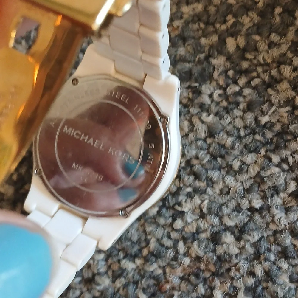 Michael Kors Gold-Trimmed White Resin Madison Watch MK 5249